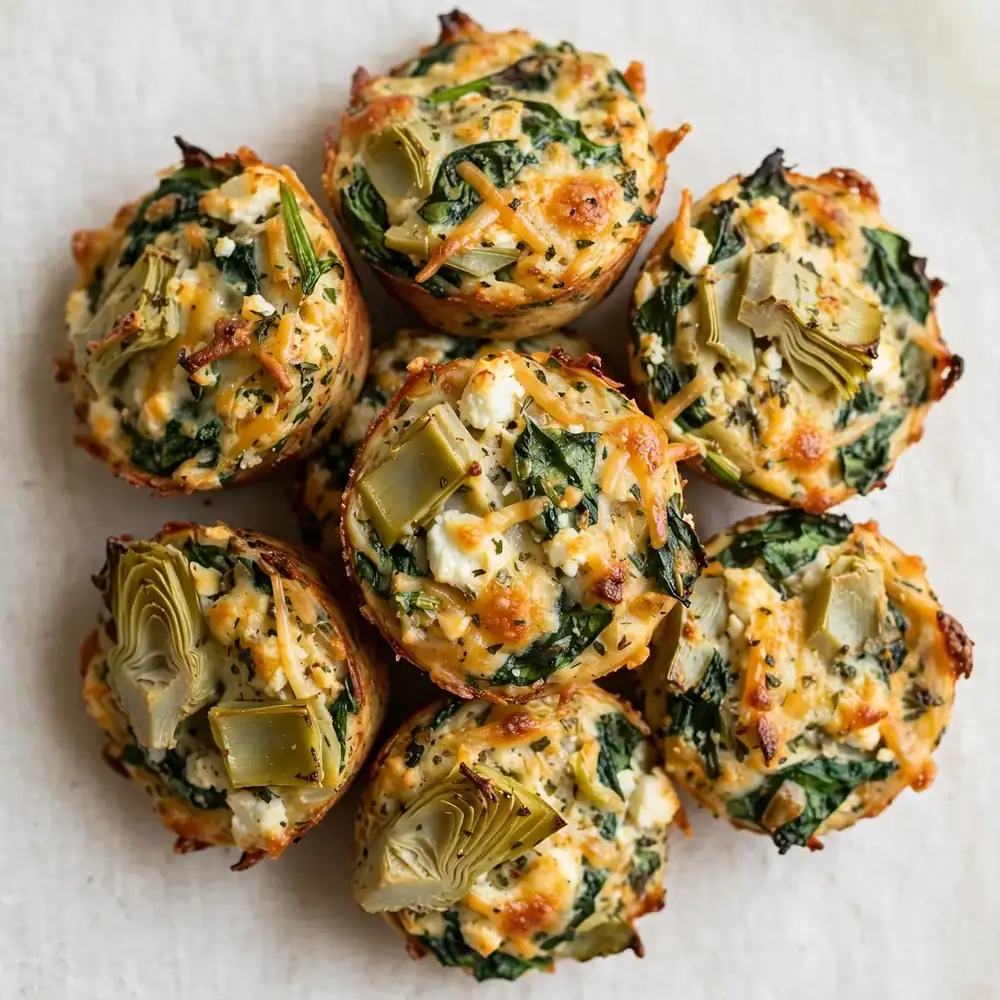 Artichoke, Spinach, and Feta Protein Pizza Bites