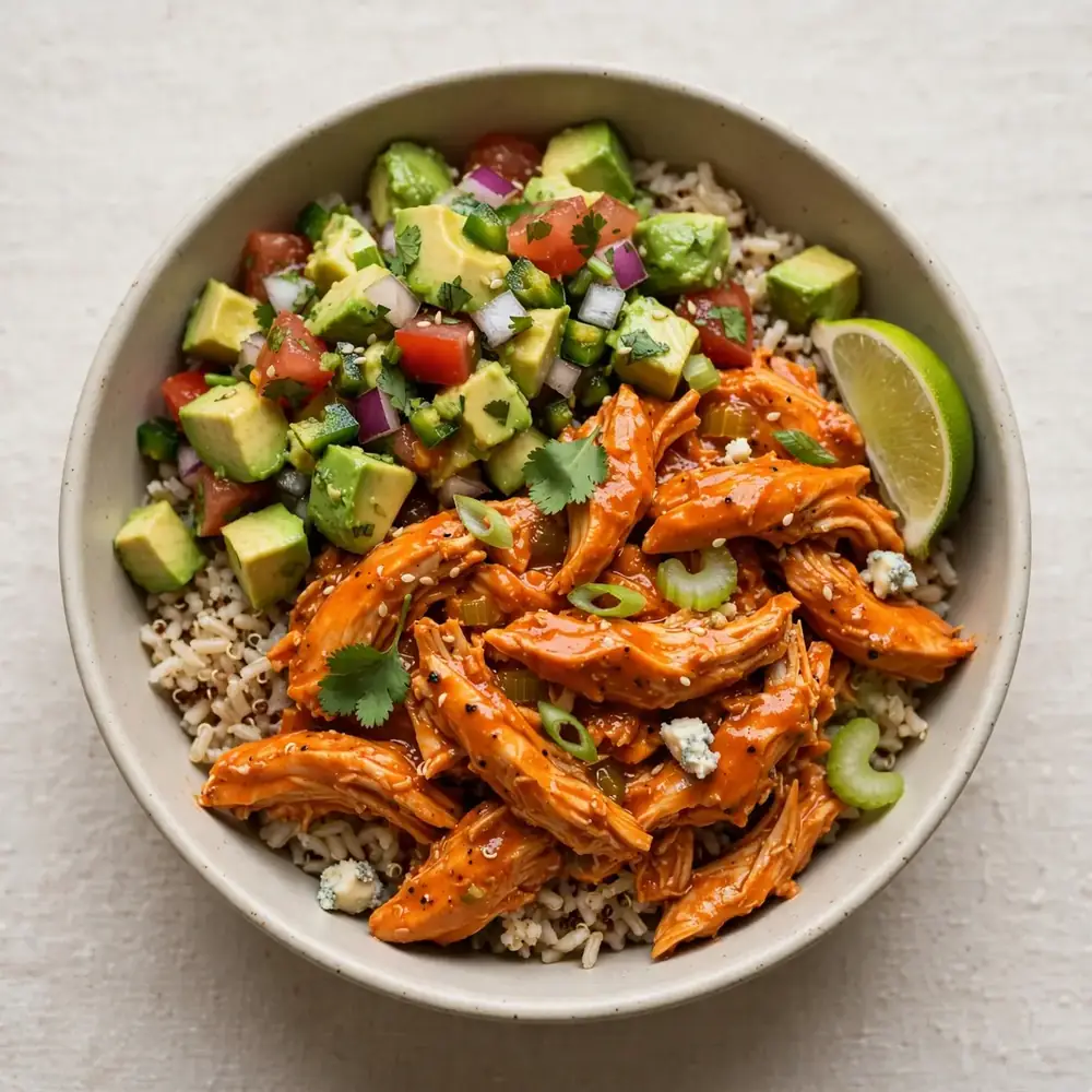 Buffalo Chicken Meal Prep Bowls with Avocado Salsa
