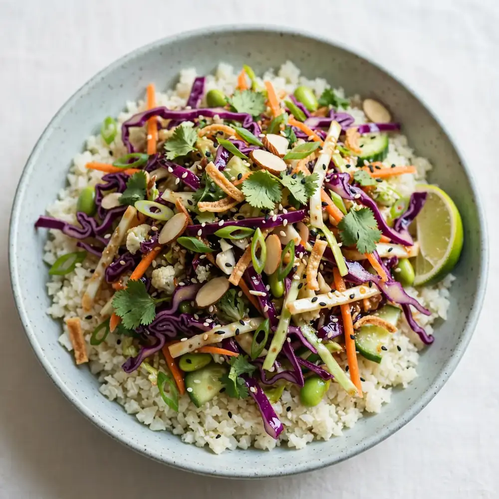 Cauliflower Rice & Asian Slaw Bowl