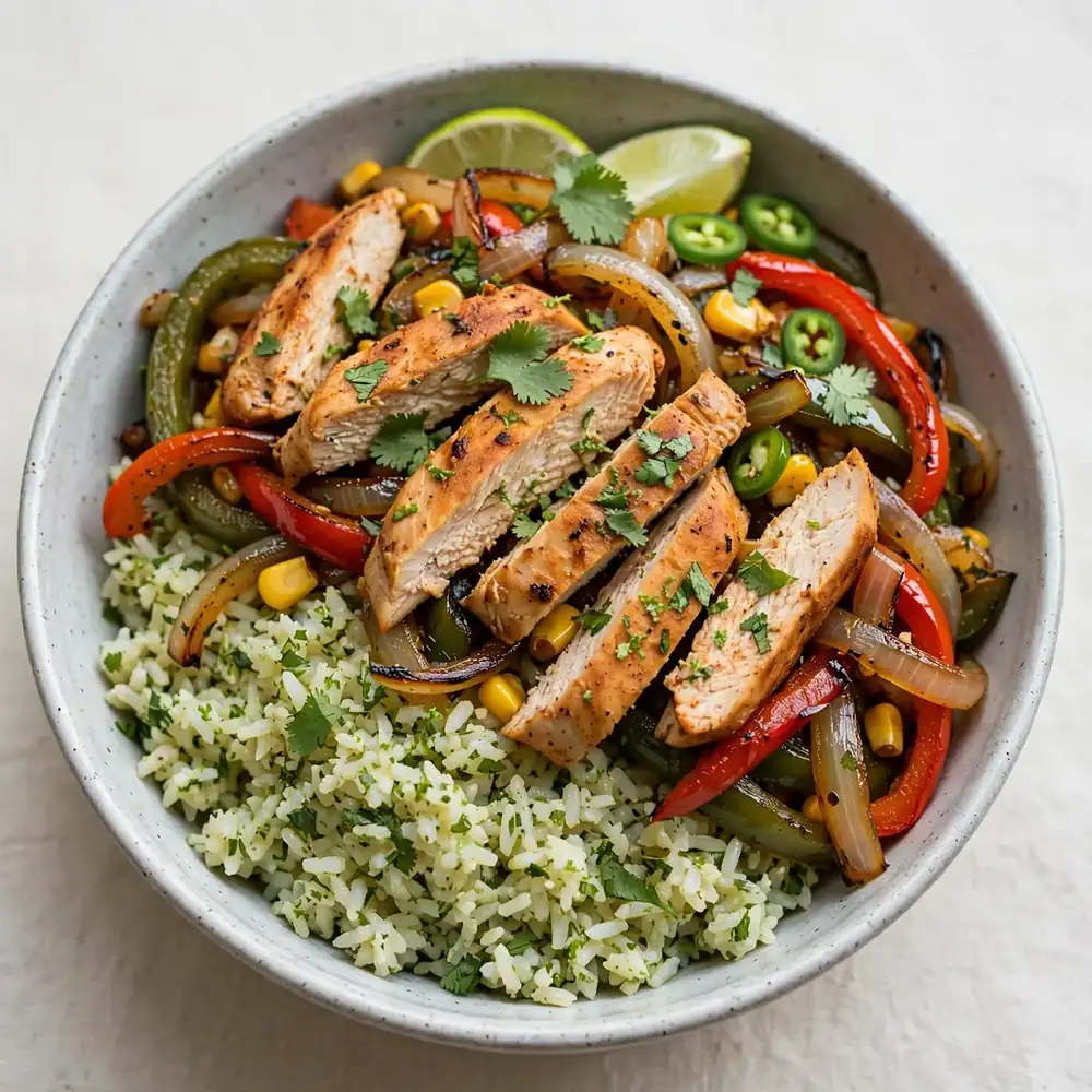 Classic Chicken Fajita Bowl with Cilantro Lime Rice