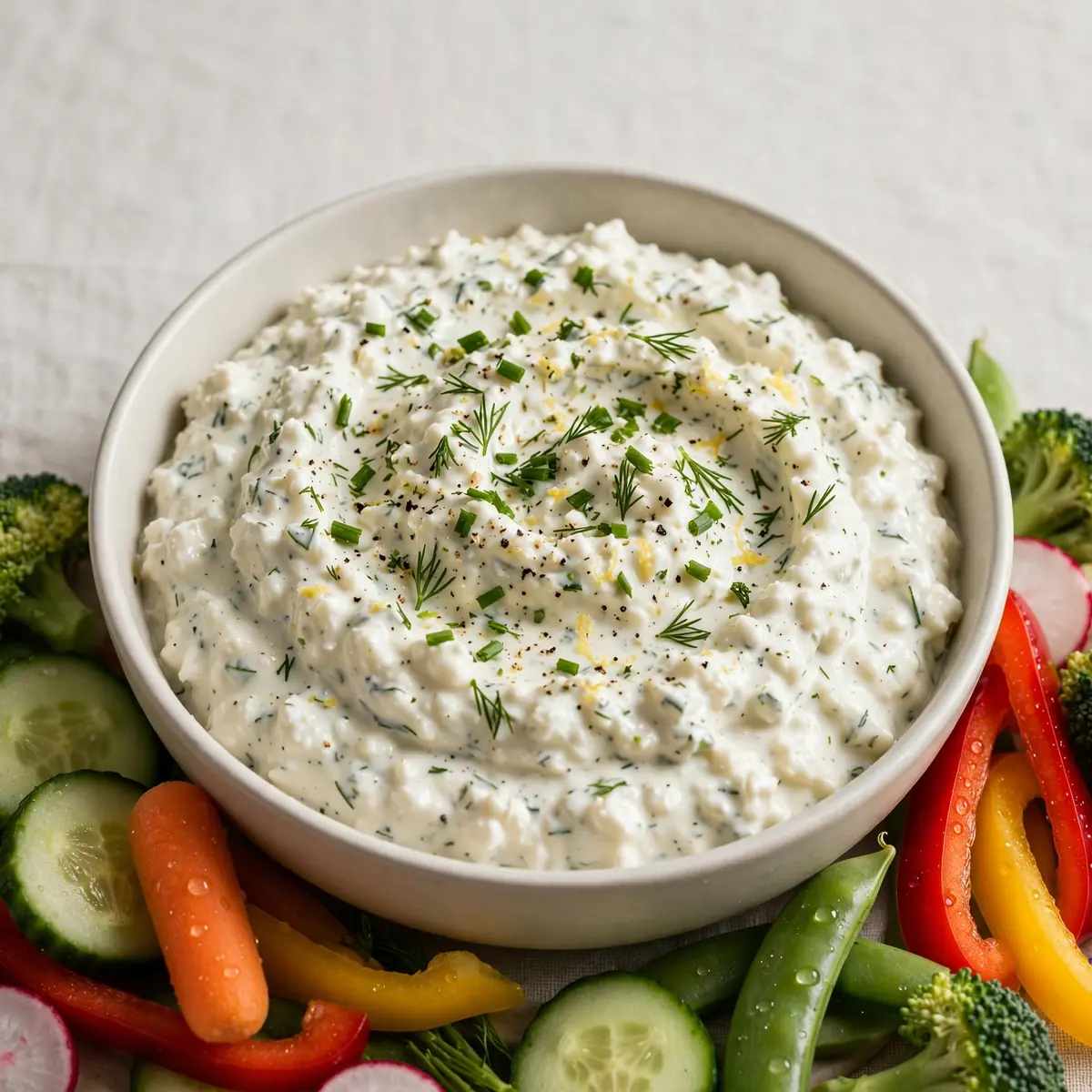 Cottage Cheese Ranch Dip With Veggies