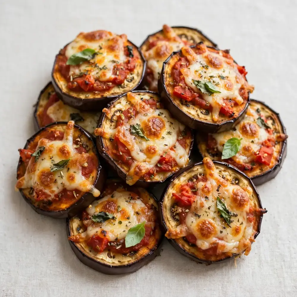 Eggplant, Mozzarella, and Tomato Protein Pizza Bites