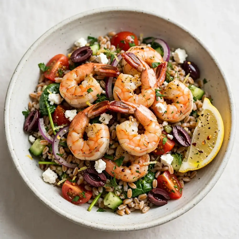 Greek-Style Shrimp and Farro