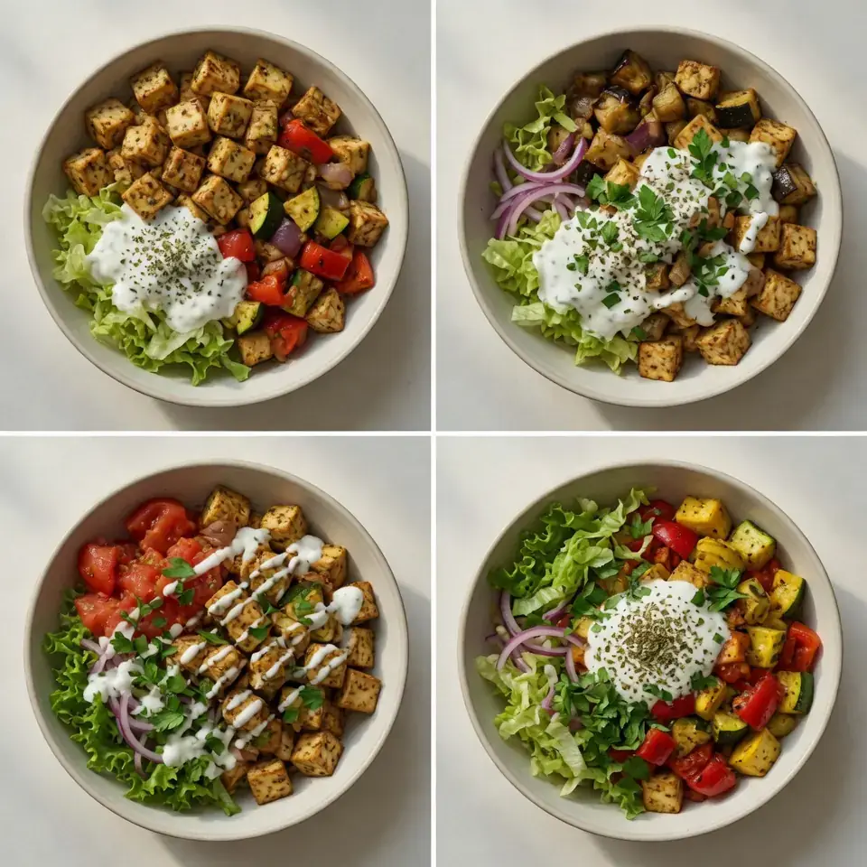 Greek-Style Tofu and Vegetable Gyro Bowl