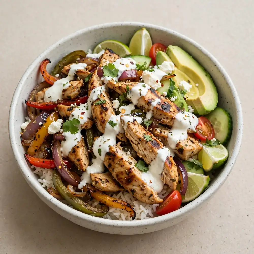Greek Yoghurt Marinated Chicken Fajita Bowl