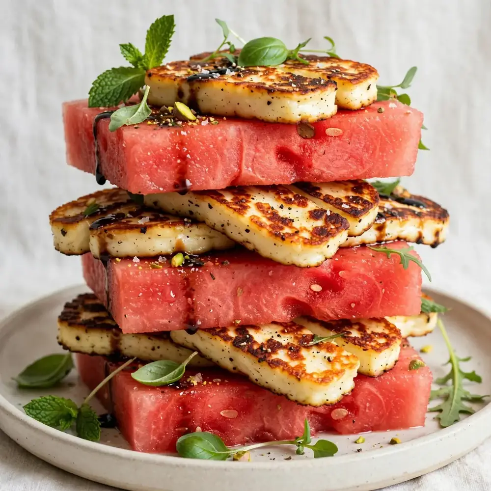Grilled Halloumi & Watermelon Stack