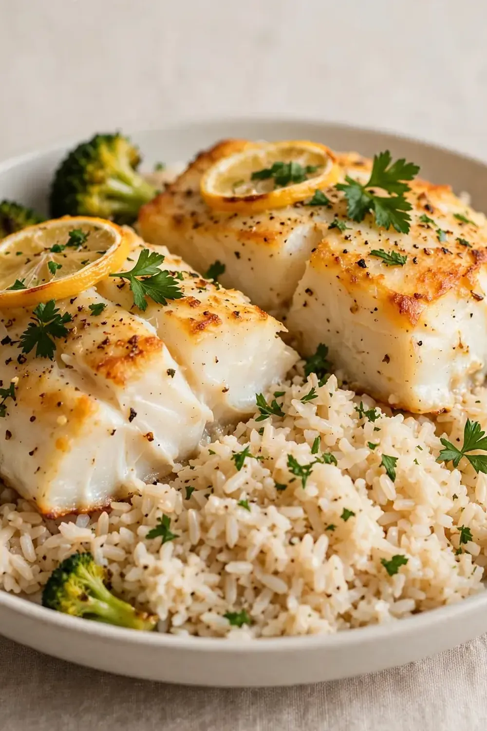 High-Protein Baked Cod and Rice Meal Prep