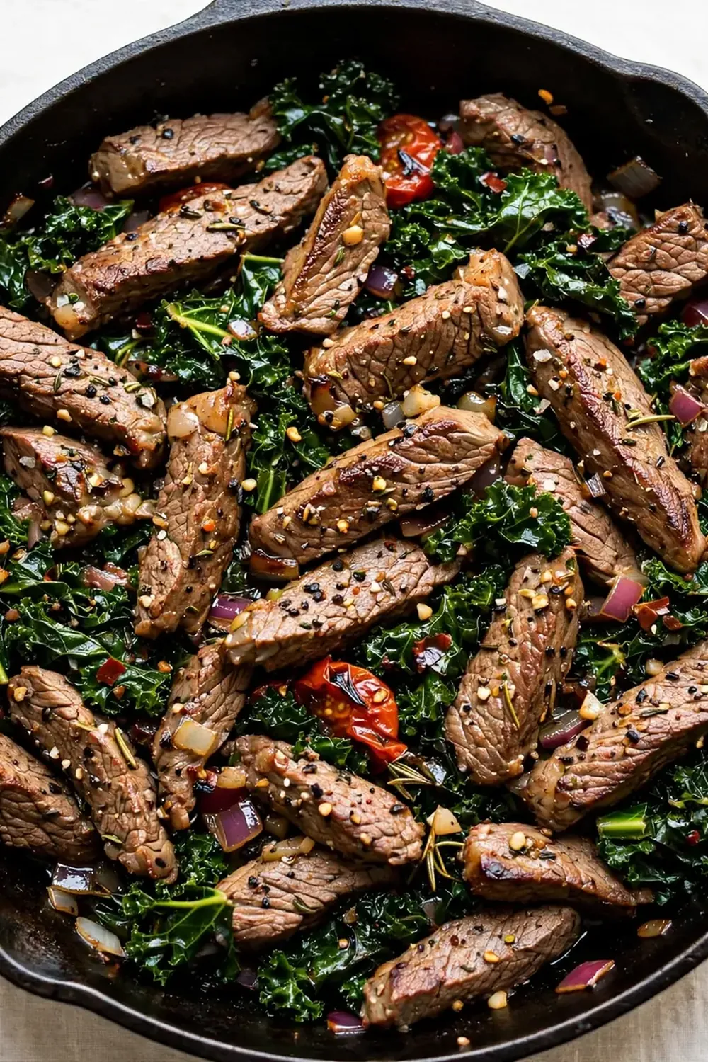 High-Protein Beef and Kale Skillet