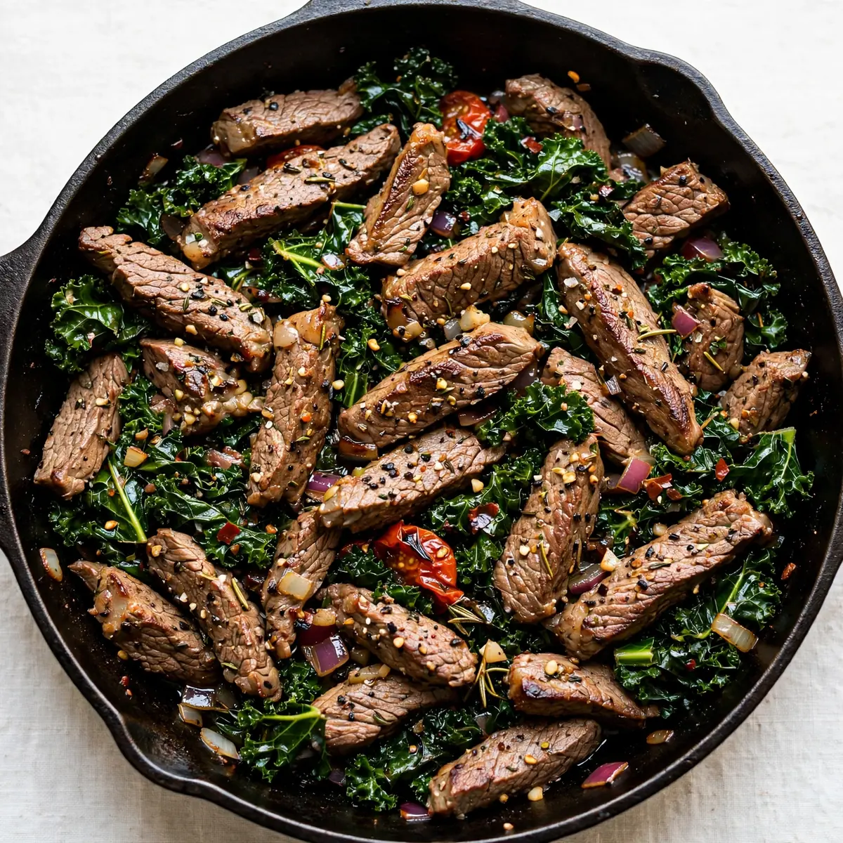 High-Protein Beef And Kale Skillet