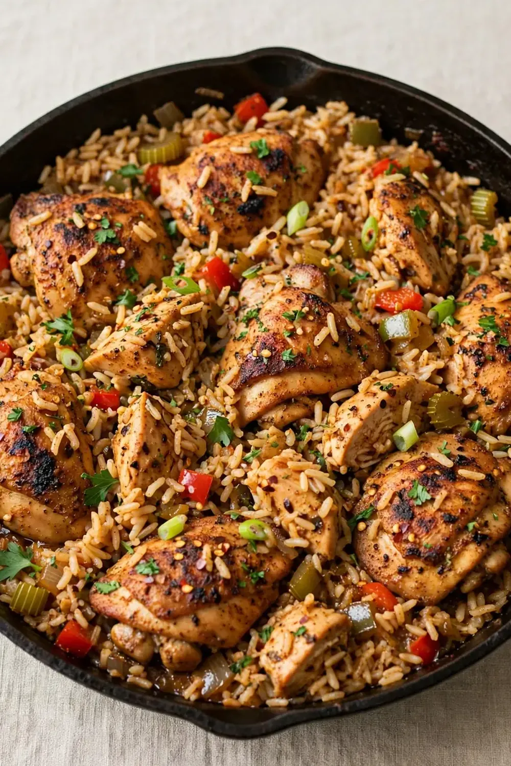 High-Protein Cajun Chicken and Rice Skillet