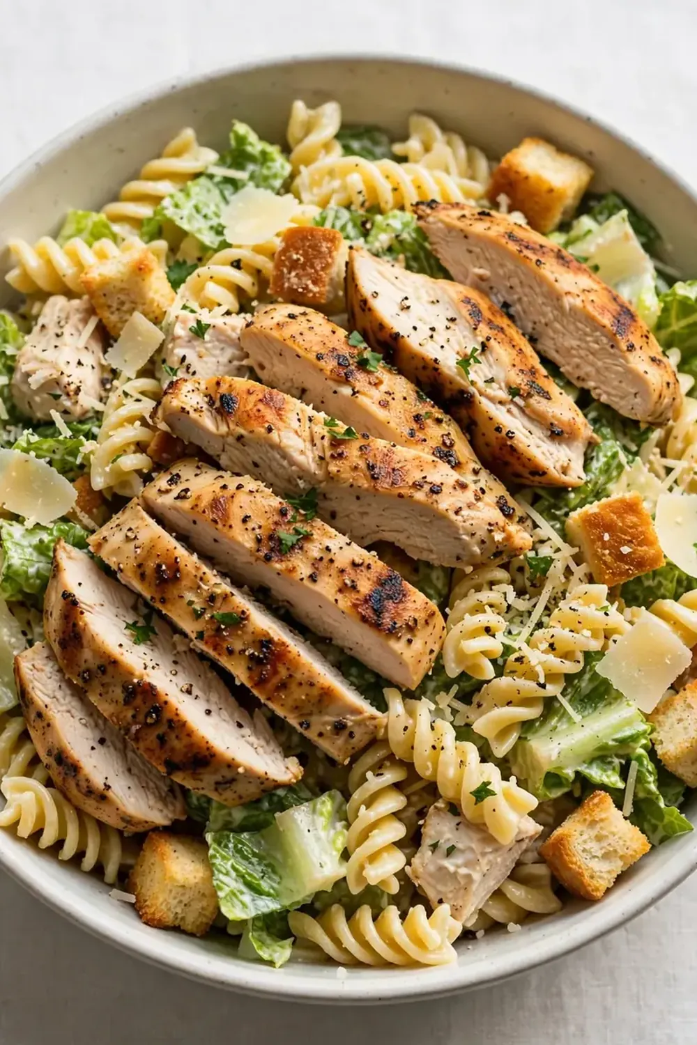 High-Protein Chicken Caesar Pasta Salad