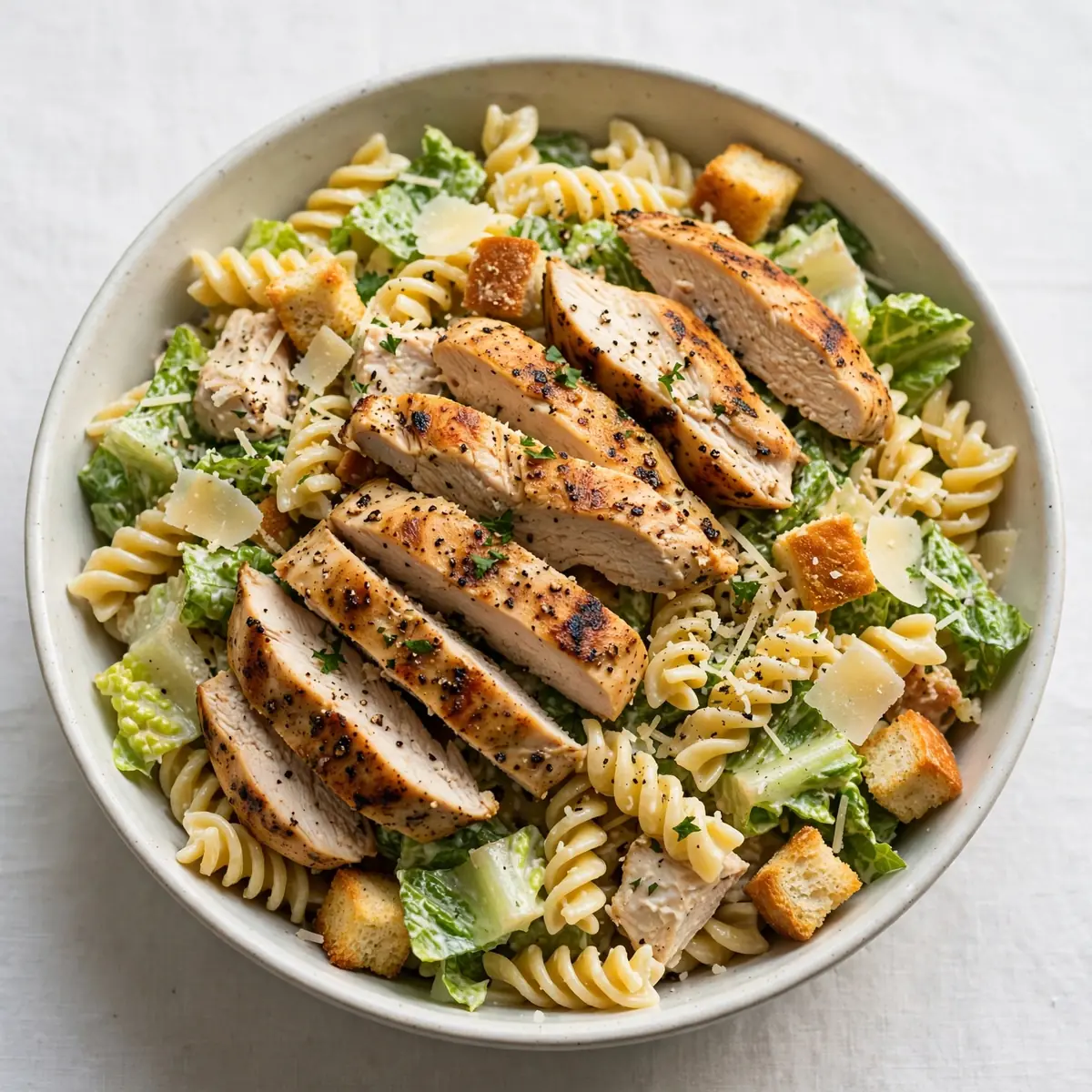 High-Protein Chicken Caesar Pasta Salad