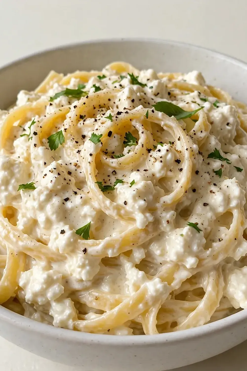 High-Protein Cottage Cheese Alfredo Pasta