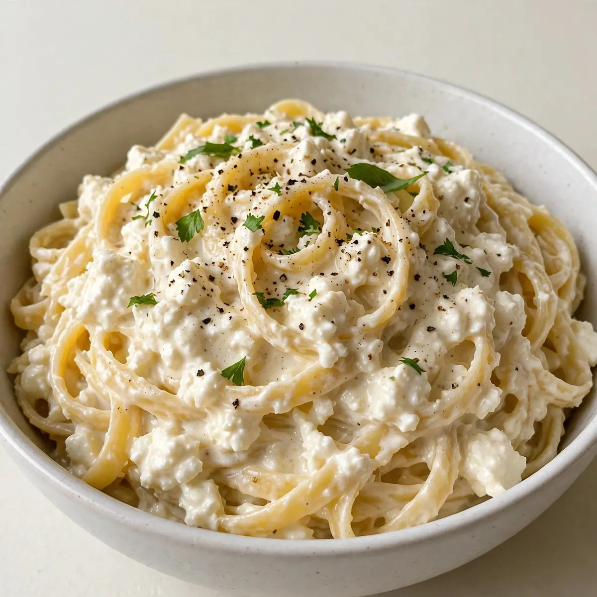 High-Protein Cottage Cheese Alfredo Pasta