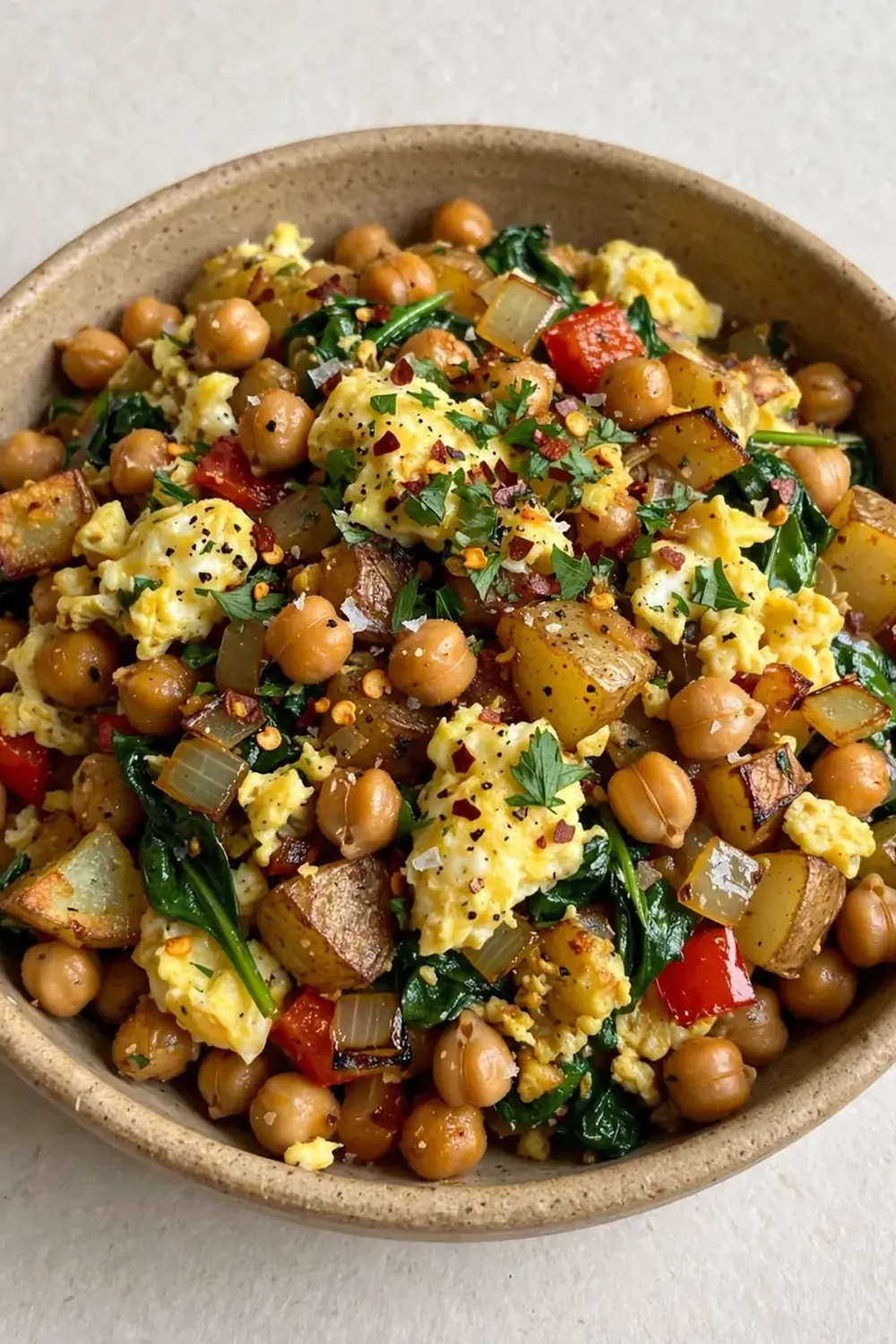 High-Protein Egg and Chickpea Breakfast Hash