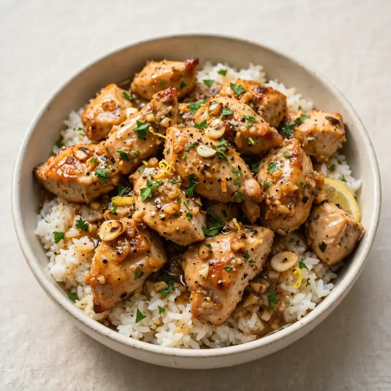 High-Protein Garlic Butter Chicken And Rice Bowl