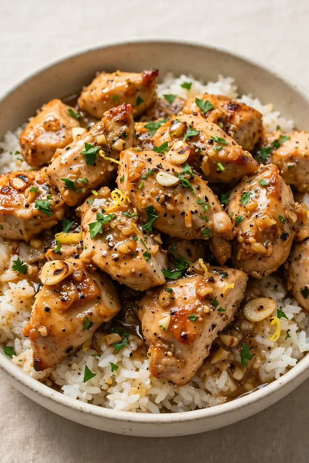 High-Protein Garlic Butter Chicken and Rice Bowl