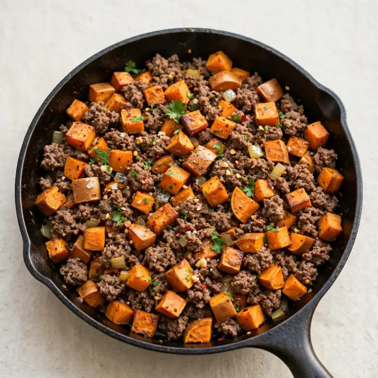 High-Protein Ground Beef And Sweet Potato Skillet