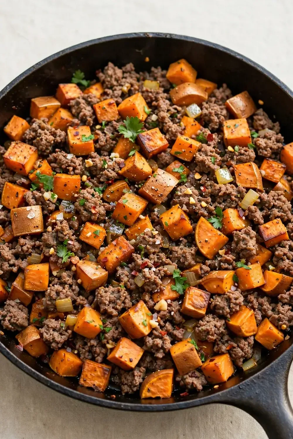 High-Protein Ground Beef and Sweet Potato Skillet