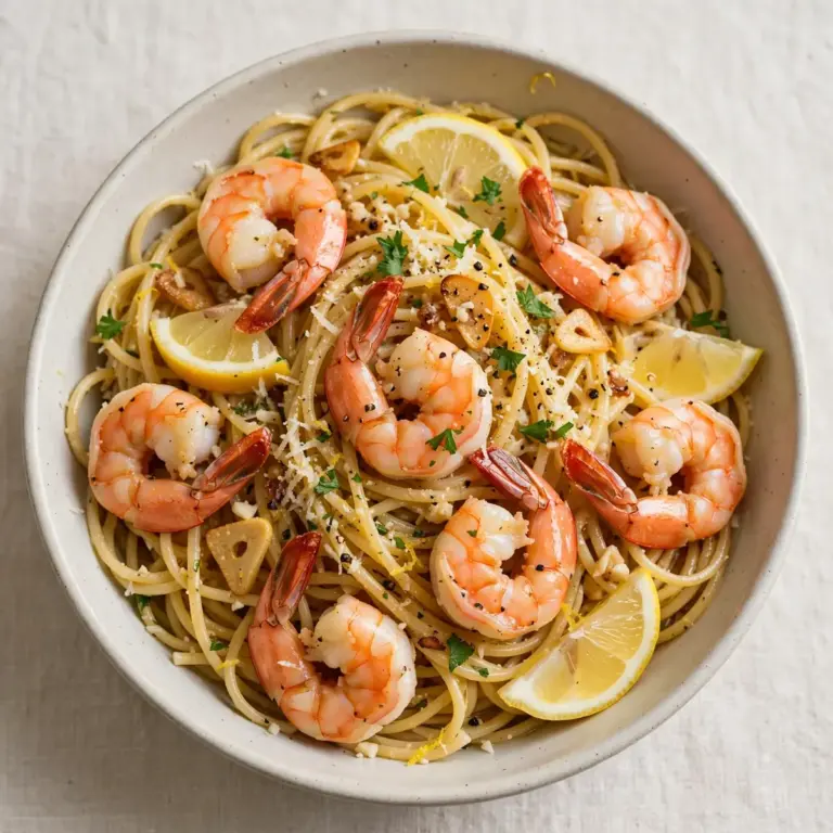 High-Protein Lemon Garlic Shrimp Pasta