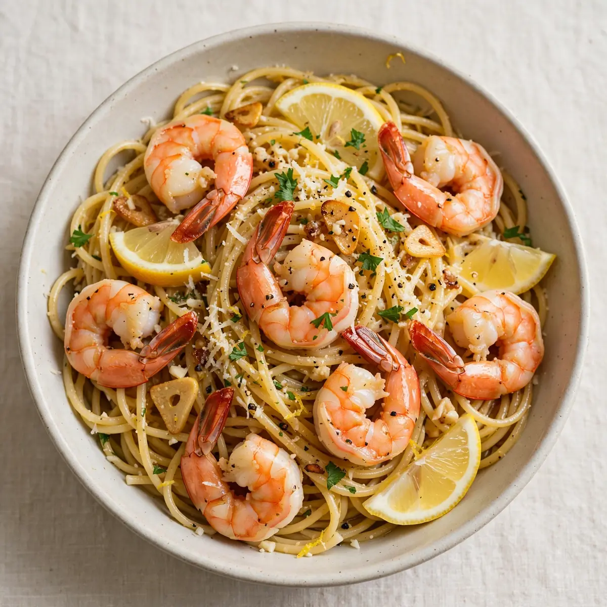 High-Protein Lemon Garlic Shrimp Pasta