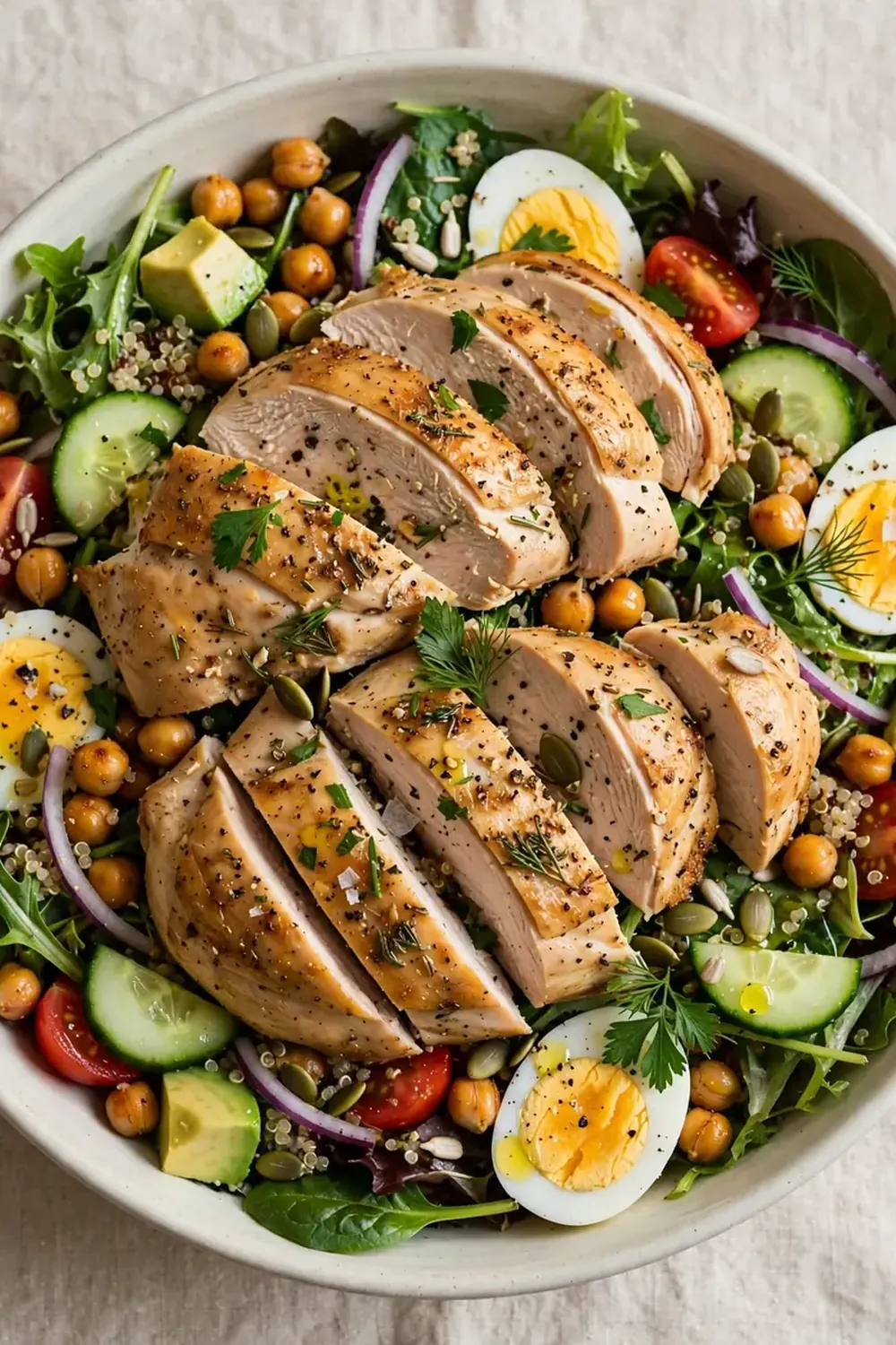 high protein roast chicken salad