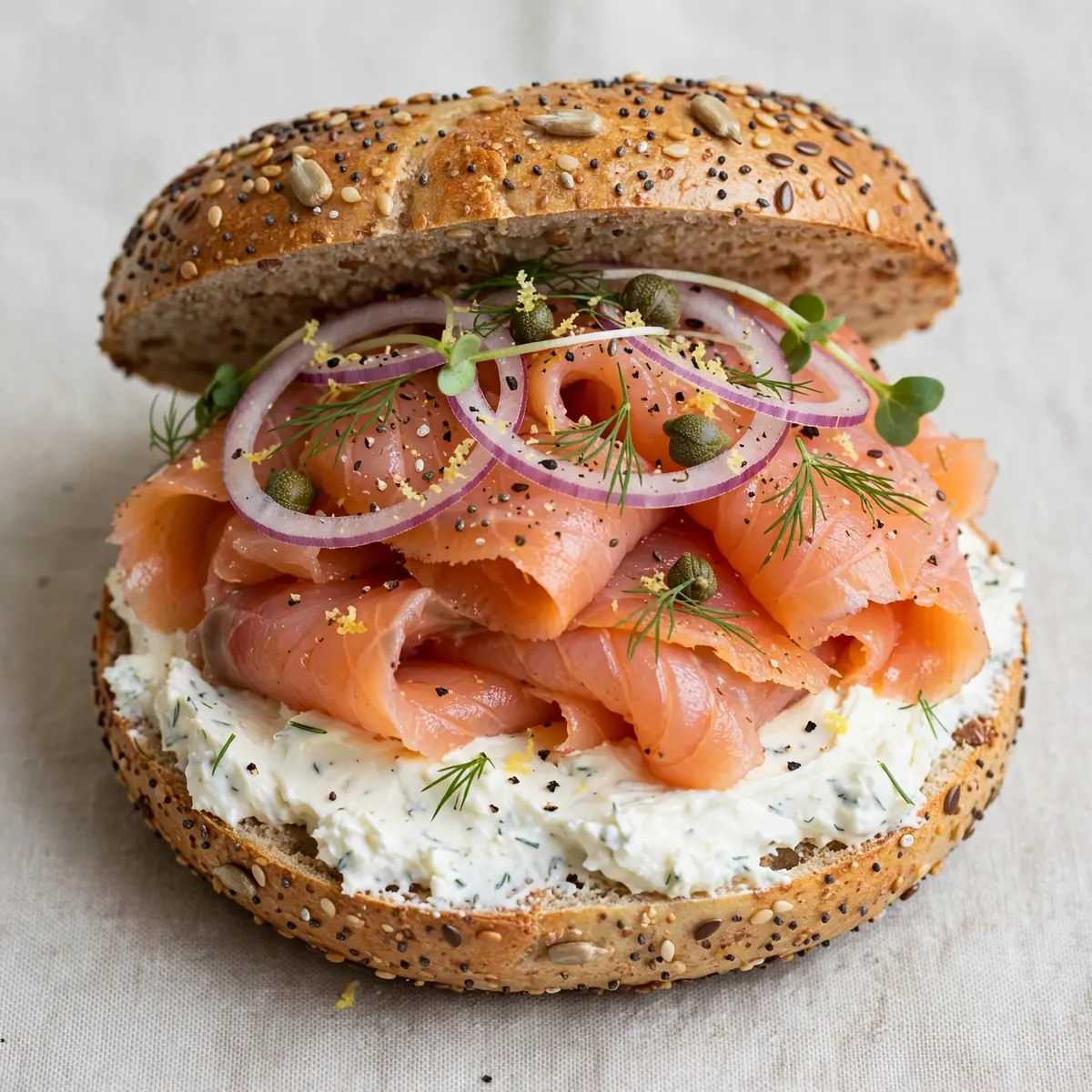 High-Protein Smoked Salmon And Cream Cheese Bagel