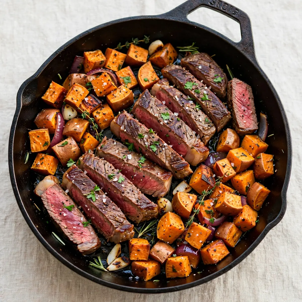 High-Protein Steak And Sweet Potato Skillet