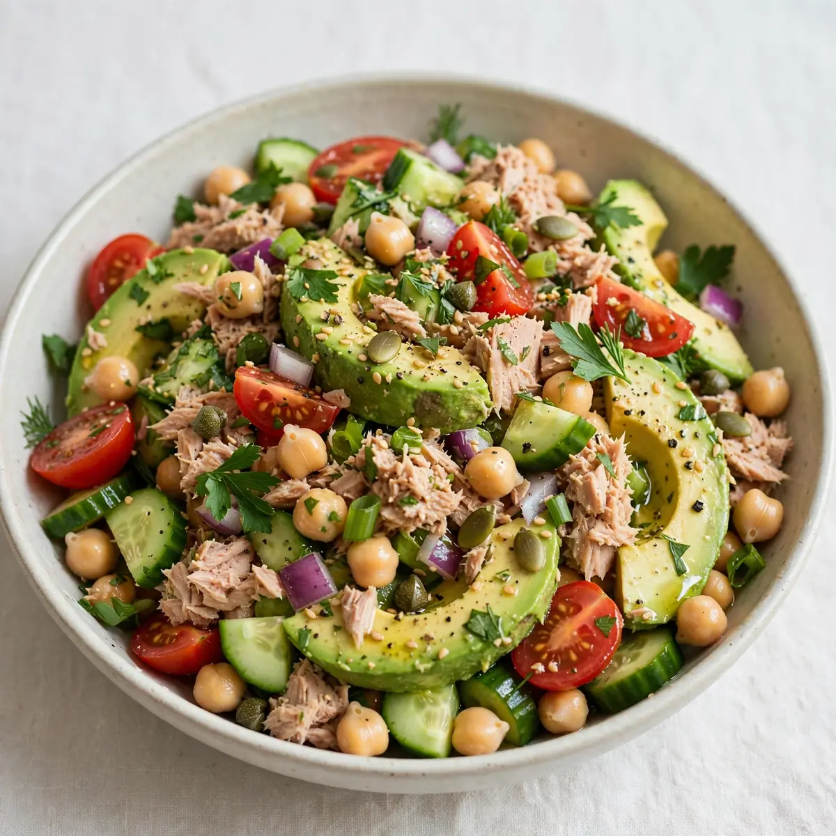 High Protein Tuna Avocado Salad