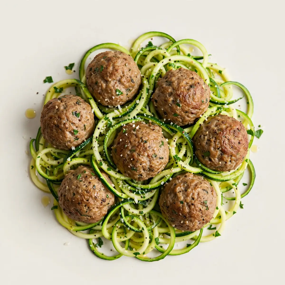 High-Protein Turkey Meatballs With Zucchini Noodles