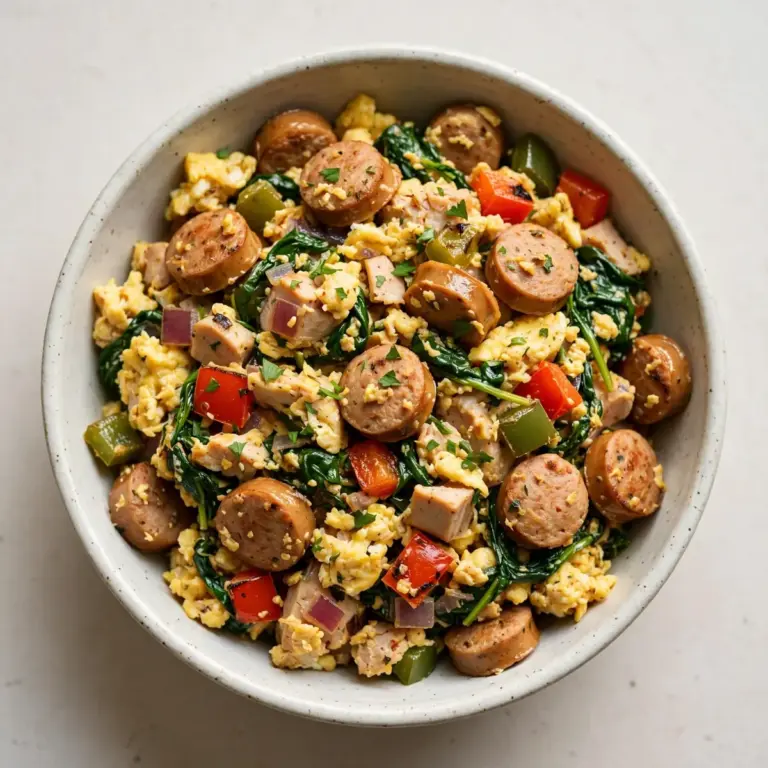 High-Protein Veggie And Turkey Sausage Scramble