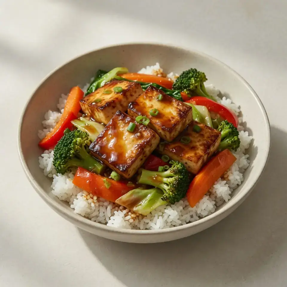 Japanese-Style Teriyaki Tofu and Vegetable Bowl