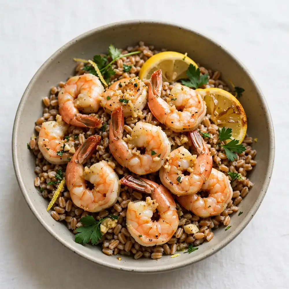 Lemon Garlic Shrimp and Farro