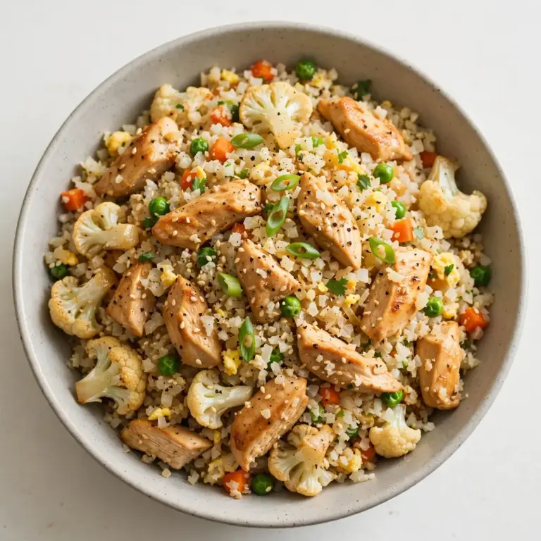 Low-Calorie High-Protein Cauliflower Fried Rice With Chicken
