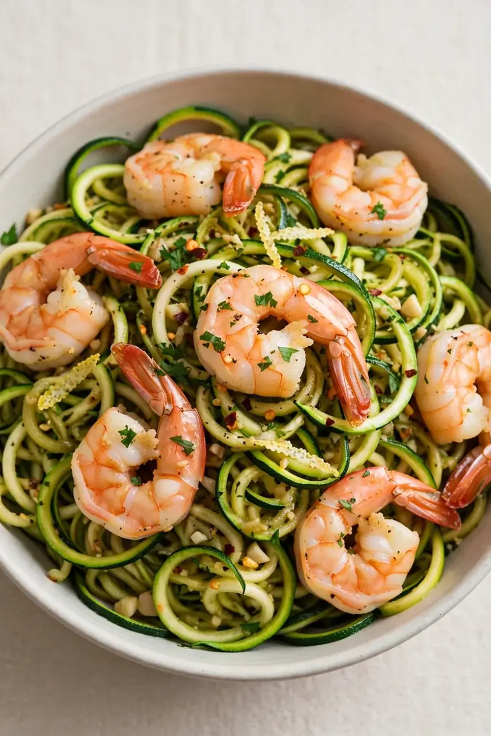 Low-Calorie High-Protein Shrimp Zucchini Noodles