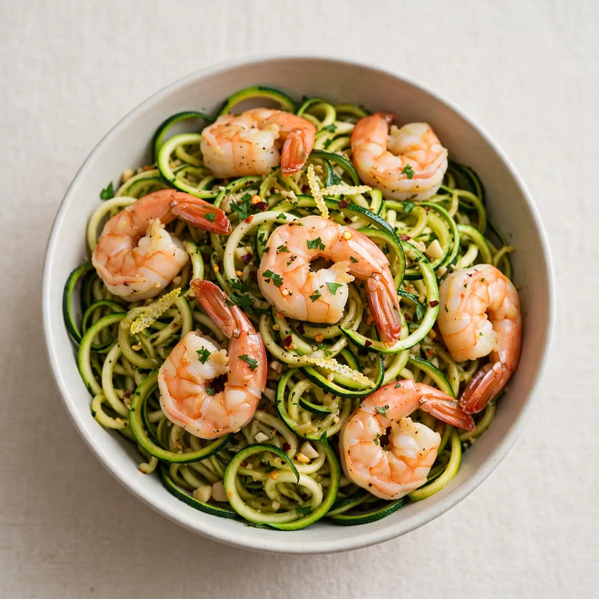 Low-Calorie High-Protein Shrimp Zucchini Noodles