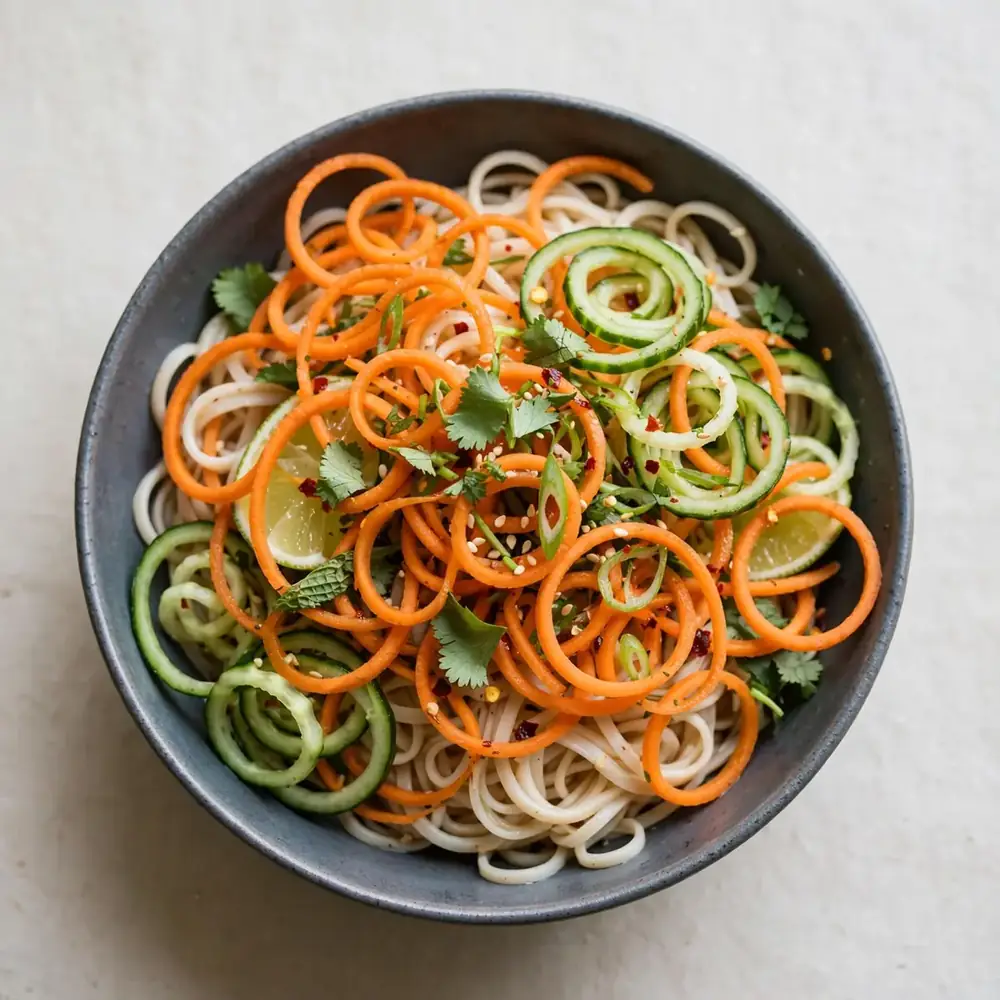 Noodle Bowl with Spiralised Carrot & Cucumber
