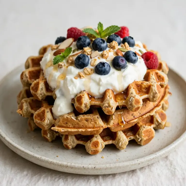 Protein Waffles With Greek Yogurt Topping