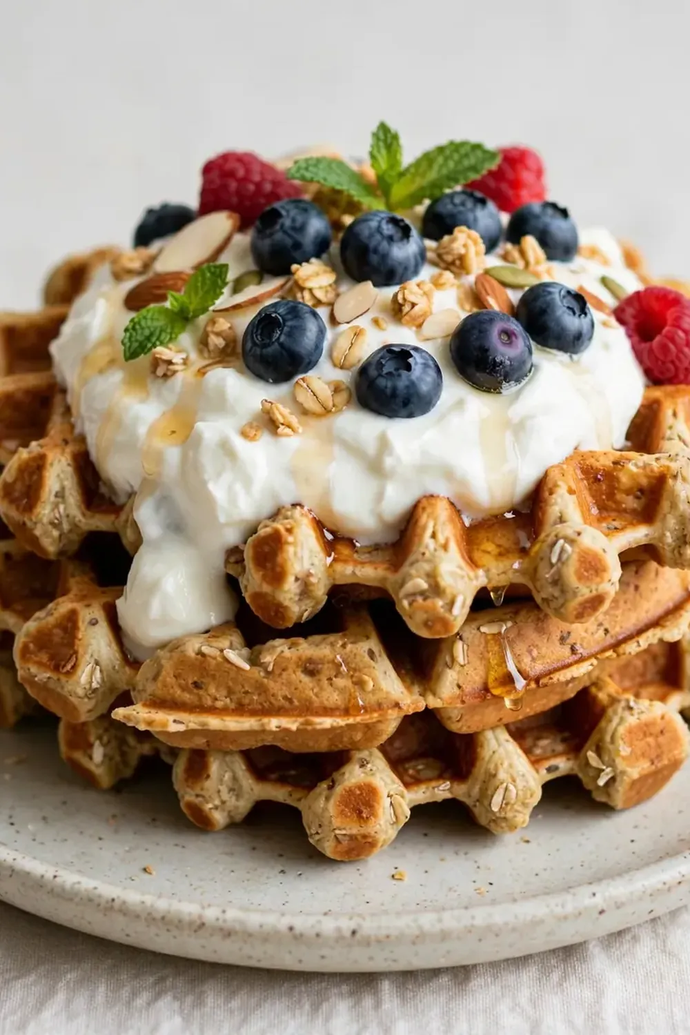 Protein Waffles with Greek Yogurt Topping