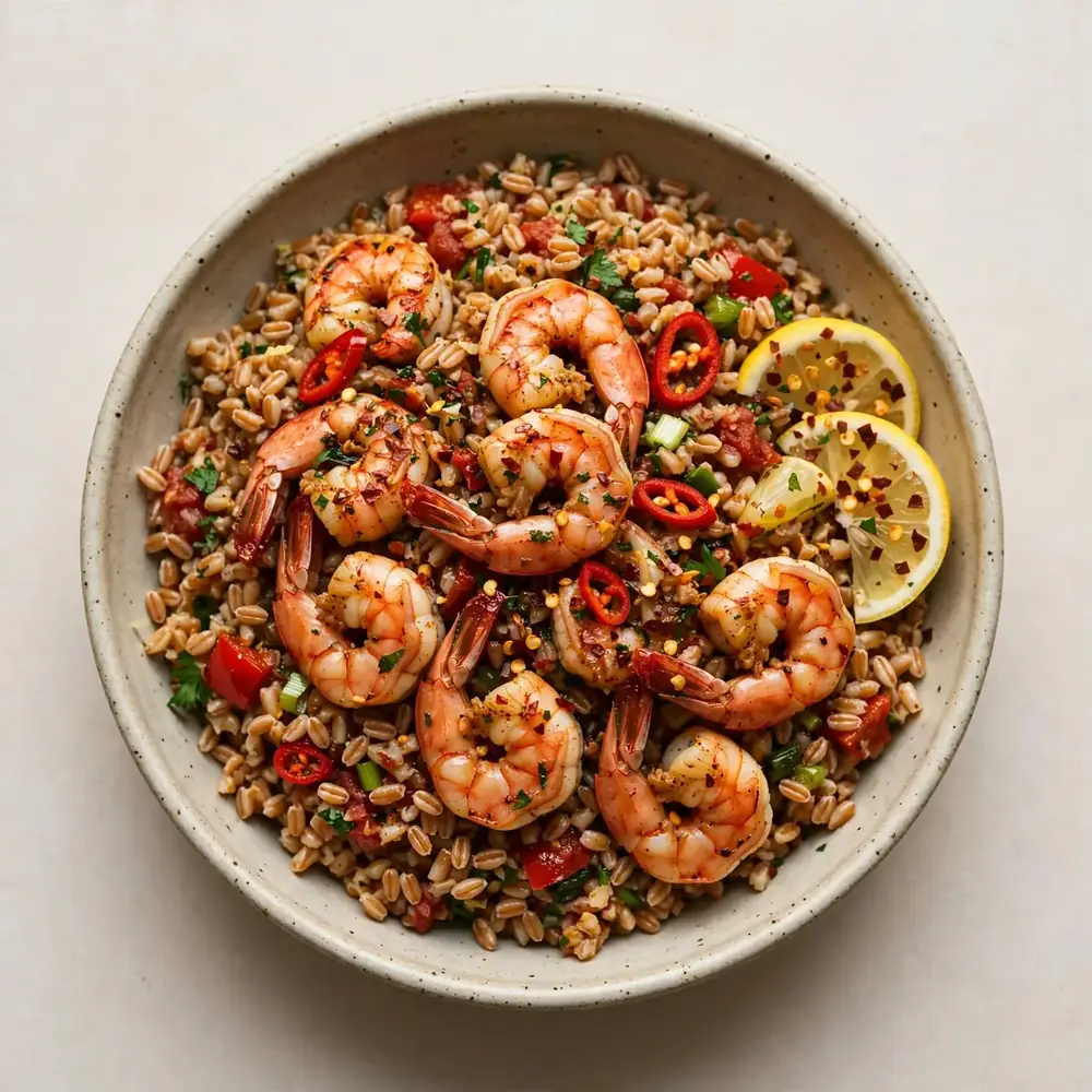 Spicy Shrimp and Farro
