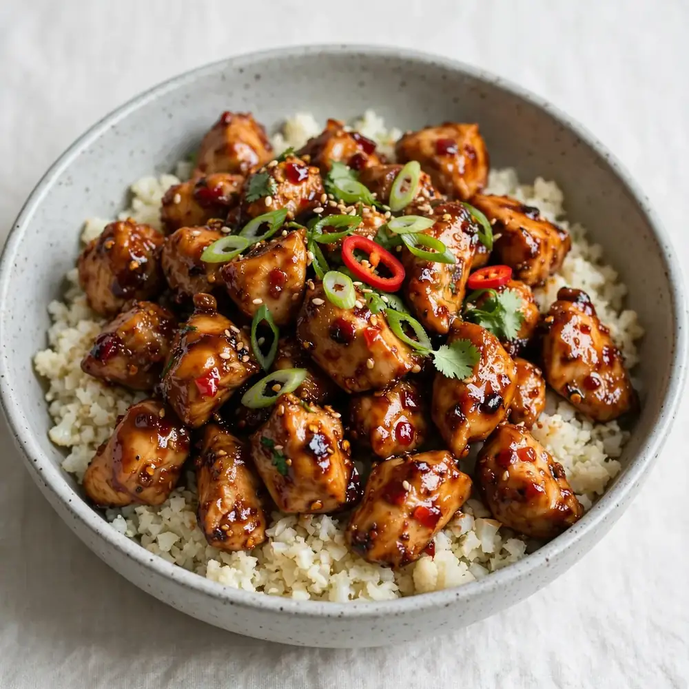 Spicy Teriyaki Chicken & Cauliflower Rice Bowl