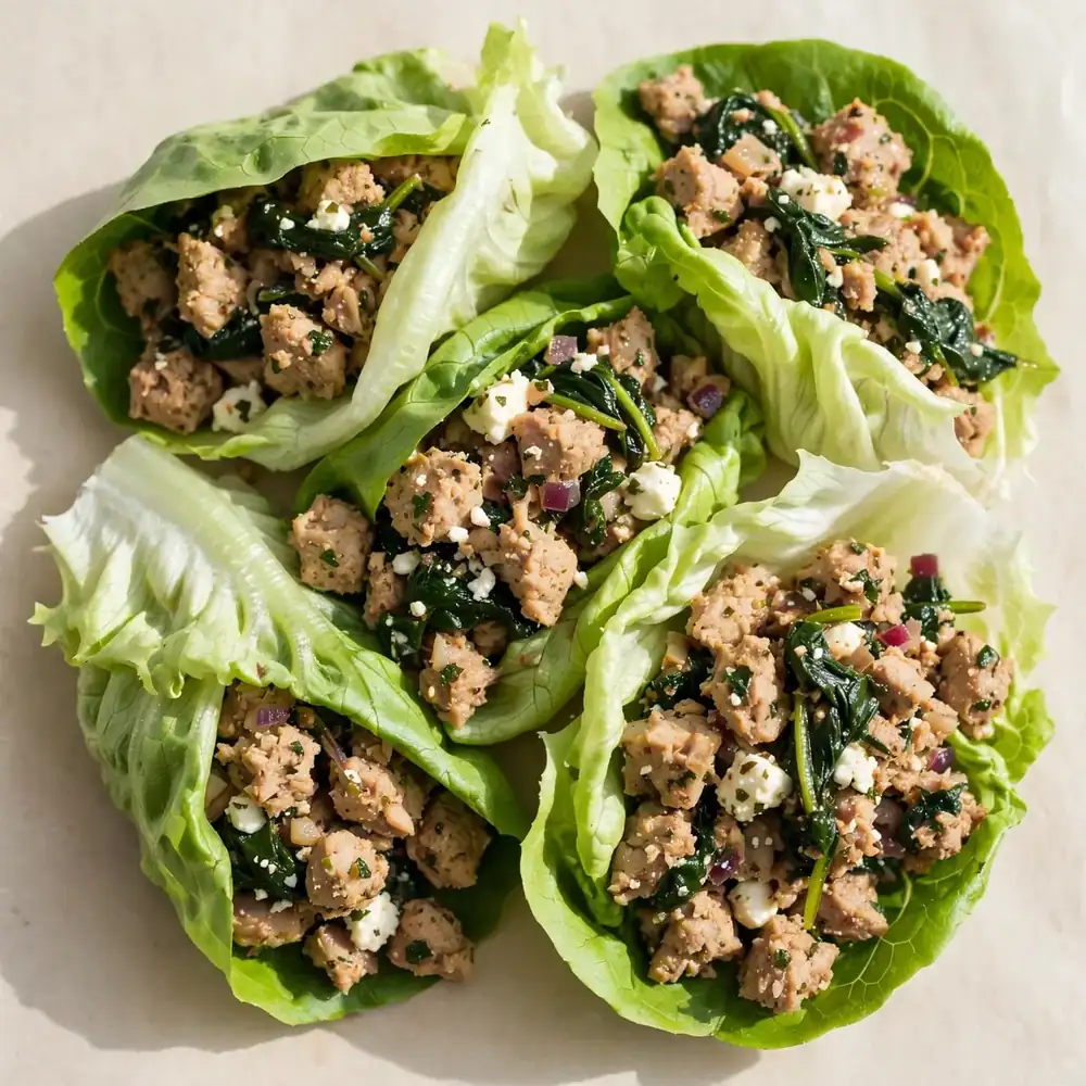 Spinach & Feta Turkey Lettuce Wraps