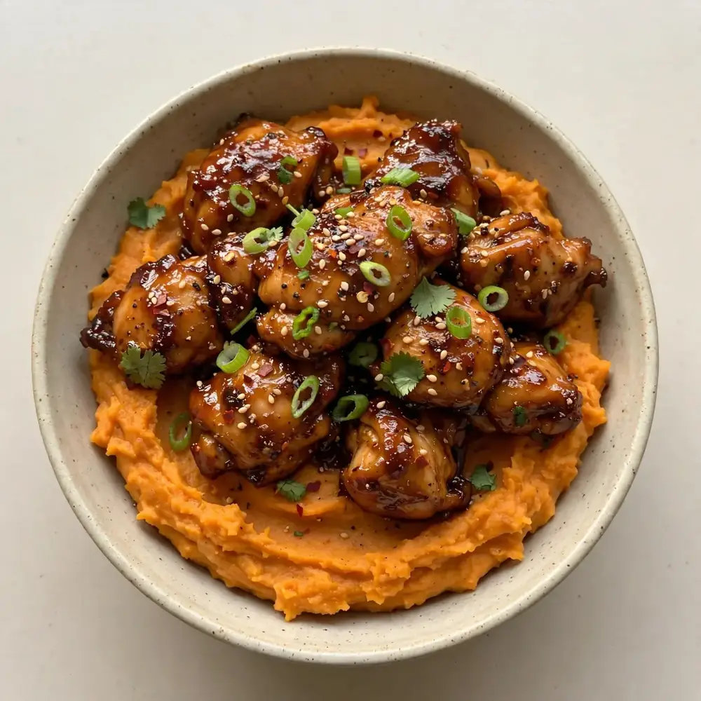 Sticky Chicken & Sweet Potato Mash Bowl